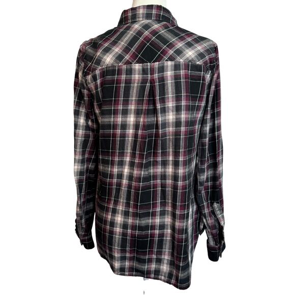 True Craft Plaid Flannel Button-Up Shirt Women’s Medium 100% Cotton - Picture 2 of 7